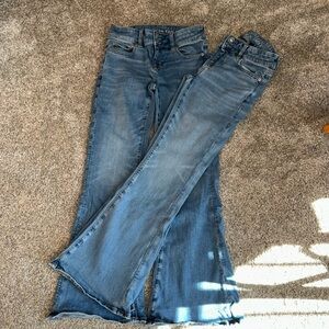 American Eagle next level stretch “super lowrise flare” jeans size 2 short